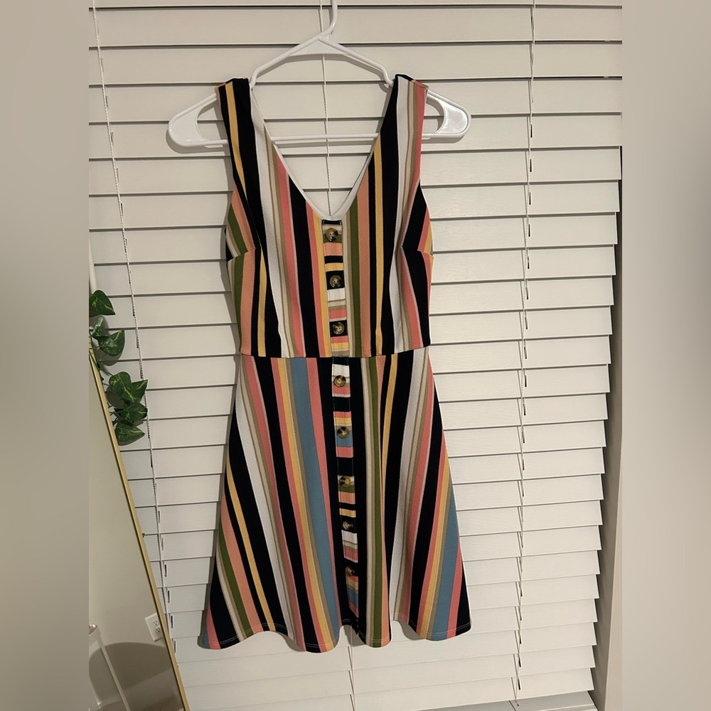 BCX Striped Button Down Skater Dress